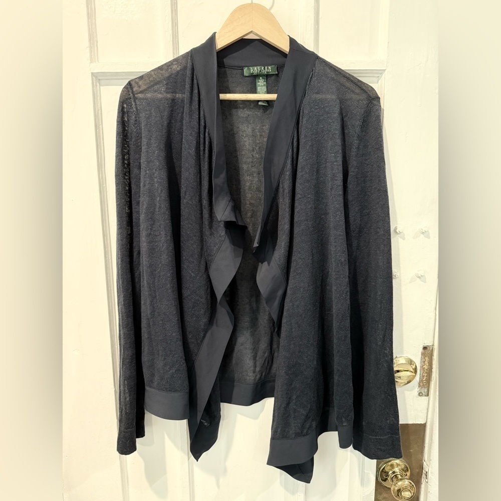 Lauren Ralph Lauren Charcoal Open-Front Cardigan